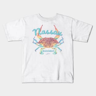 Nassau, Bahamas, Blue Crab (Distressed) Kids T-Shirt